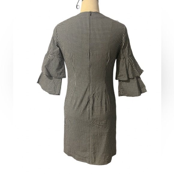 J. McLaughlin “Letty” Black and White Gingham 3/4 Sleeve Dress size M - Picture 4 of 7